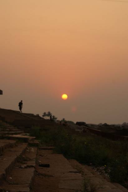 Coucher de soleil sur Hampi, la température va pouvoir redescendre